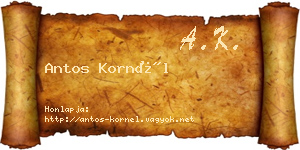 Antos Kornél névjegykártya
